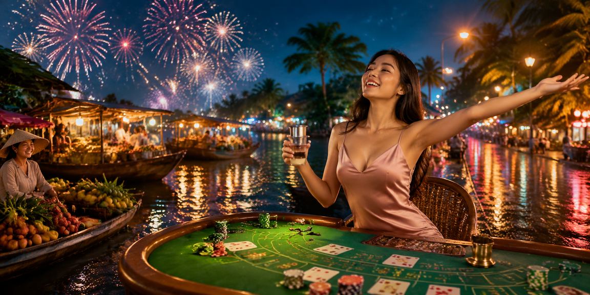Người chơi thưởng thức baccarat bên tách cà phê Việt tại vùng sông Mê Kông